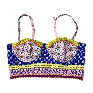 Anthropologie Colorful Pinkerton Bra Removeable Straps Pattern Underwire Sz 34B